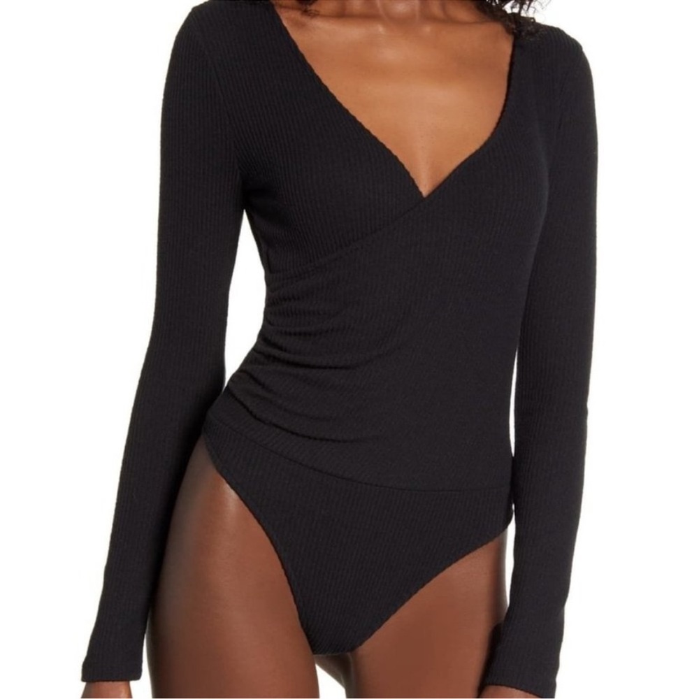 BP cozy ribbed Black Long Sleeve Bodysuit